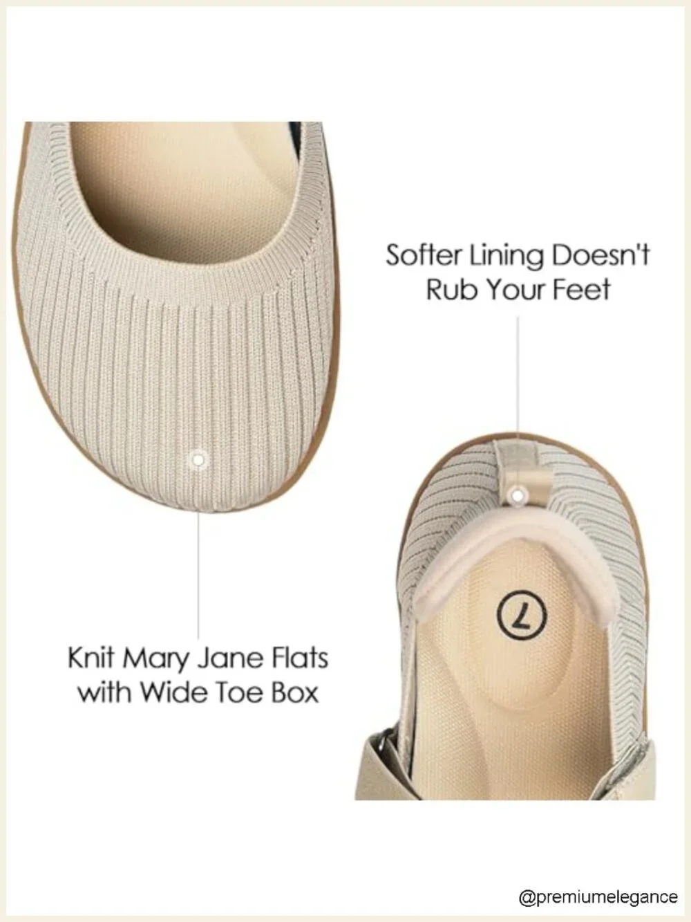 Knit Mary Jane Flats with Wide Toe Box - Comfortable Slip-On Office Flats